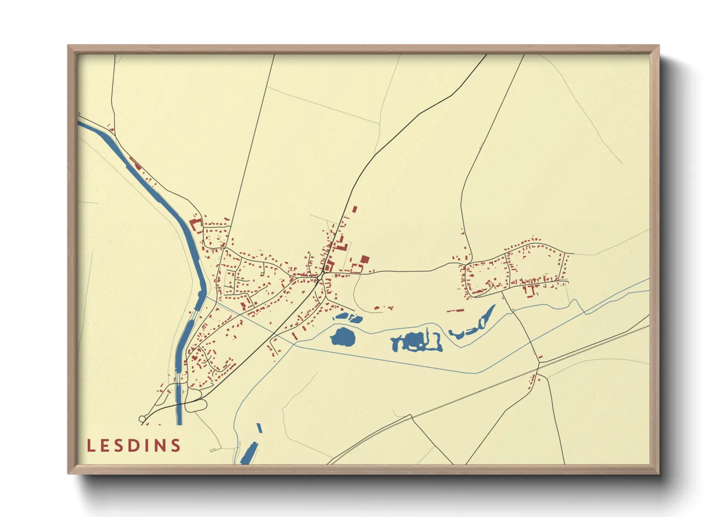 Une affiche de carte sur Lesdins