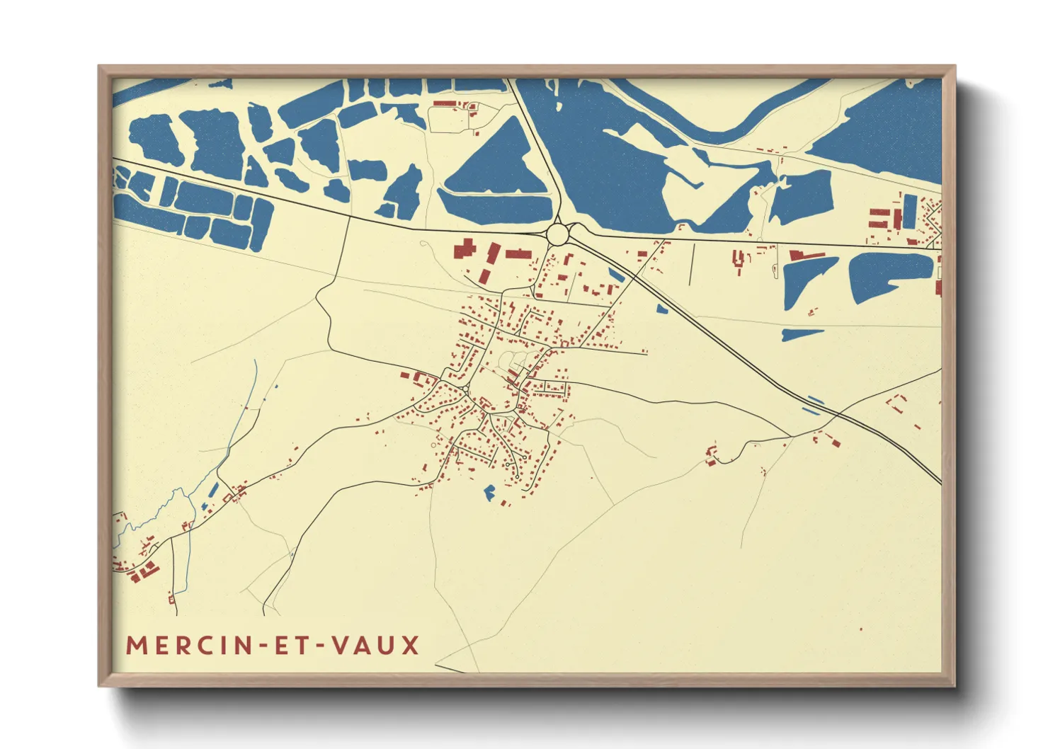 Une affiche de carte sur Mercin-et-Vaux