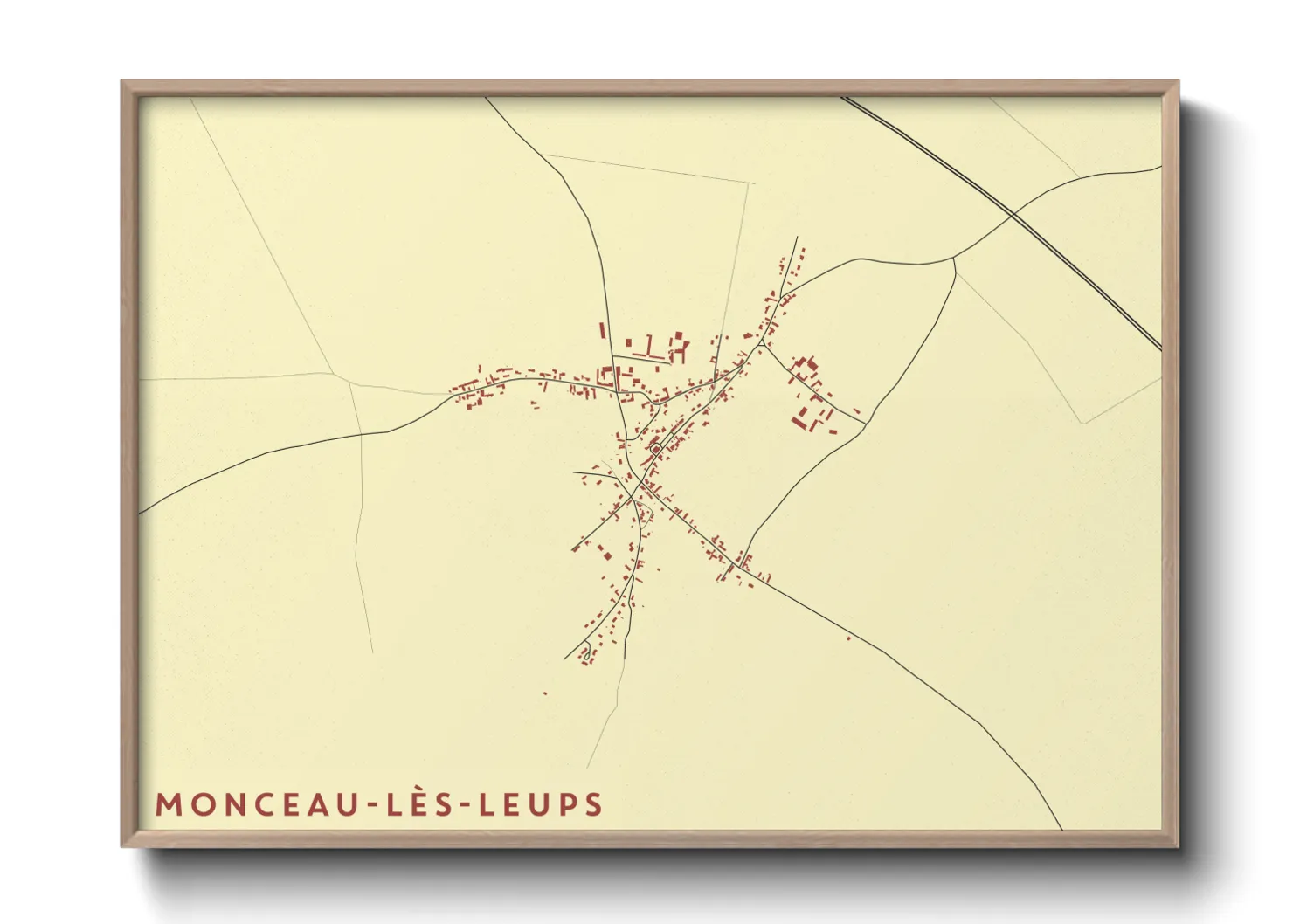 Une affiche de carte sur Monceau-lès-Leups