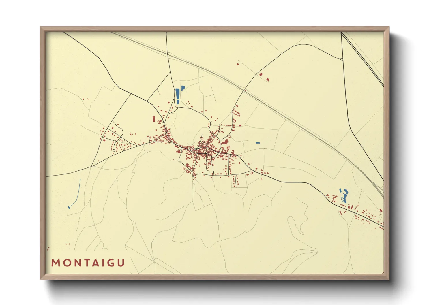Une affiche de carte sur Montaigu