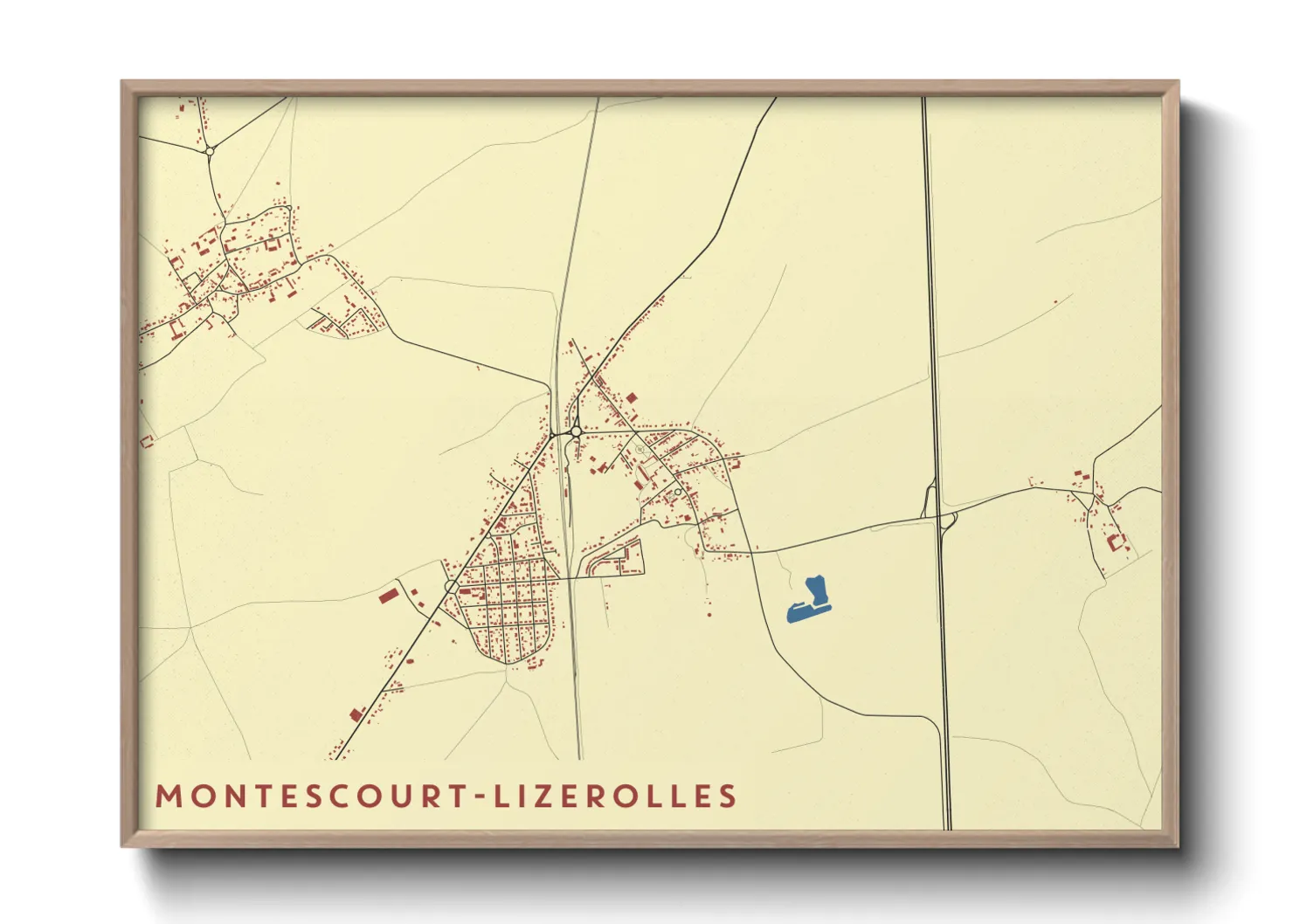 Une affiche de carte sur Montescourt-Lizerolles
