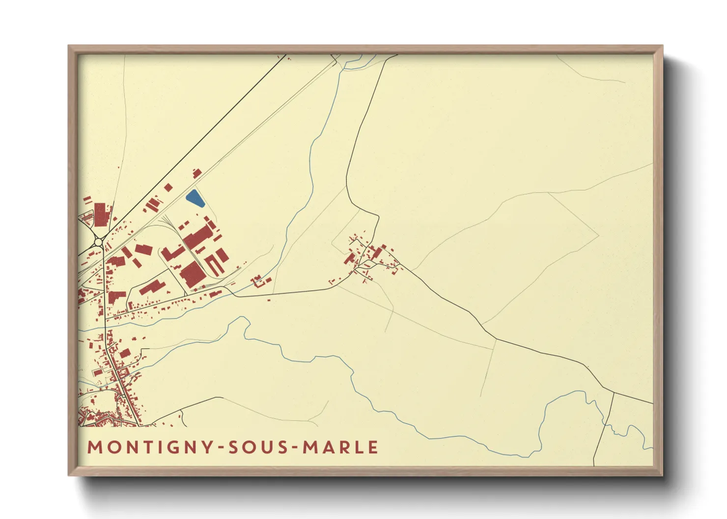 Une affiche de carte sur Montigny-sous-Marle