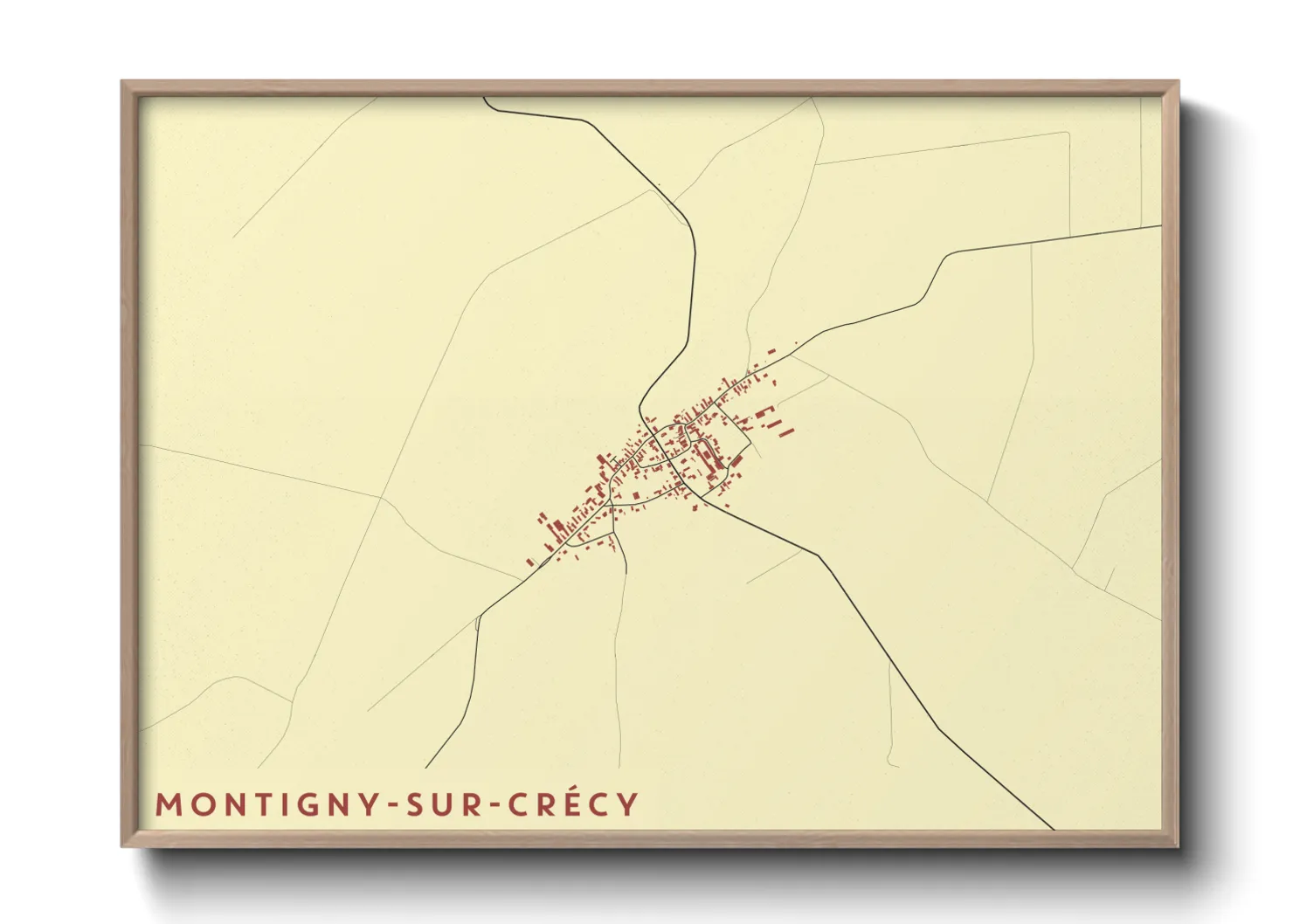 Une affiche de carte sur Montigny-sur-Crécy