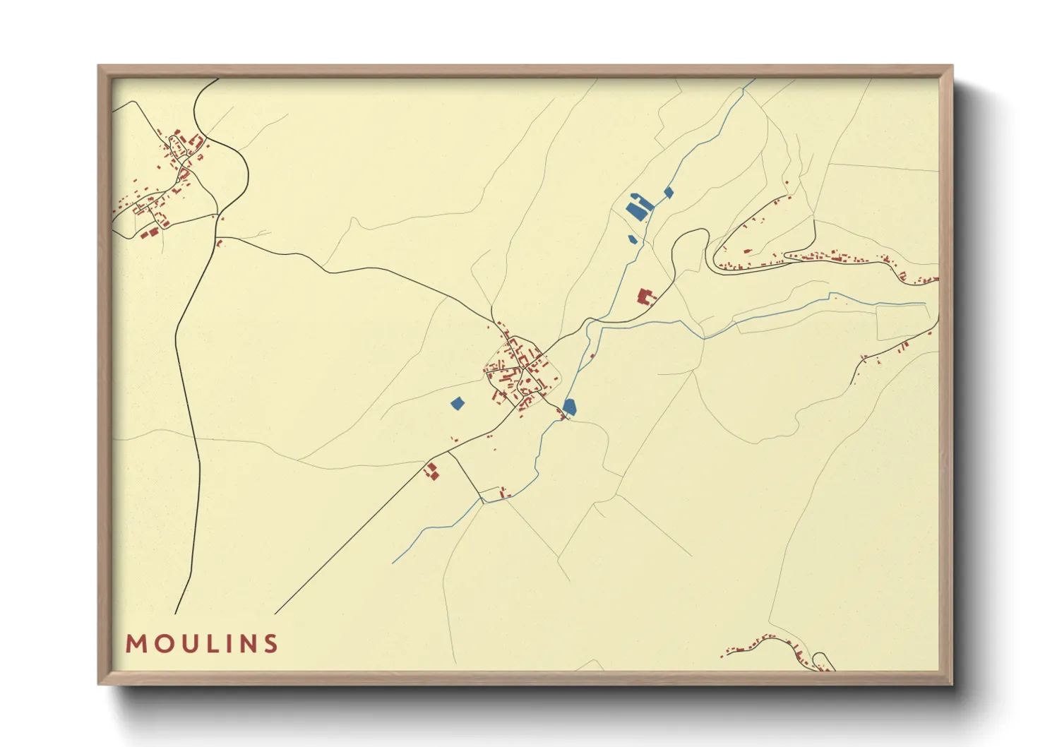 Une affiche de carte sur Moulins