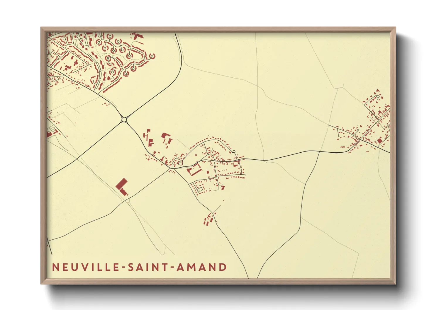 Une affiche de carte sur Neuville-Saint-Amand