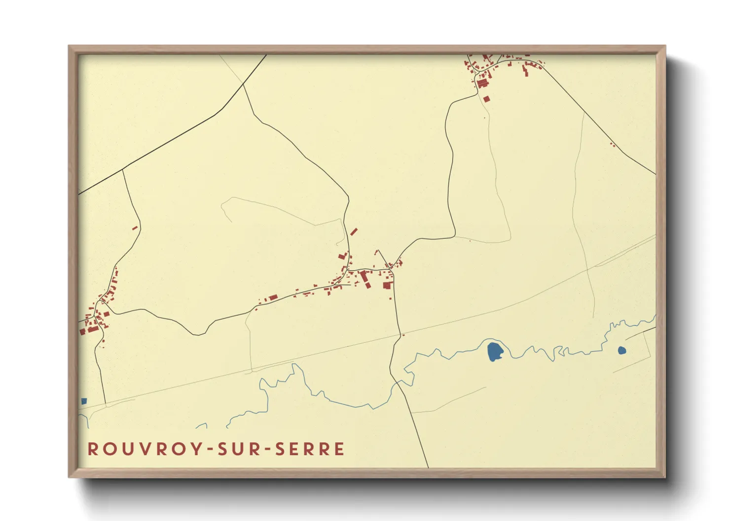 Une affiche de carte sur Rouvroy-sur-Serre