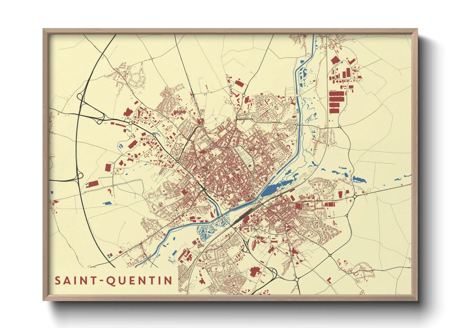 Une affiche de carte sur Saint-Quentin