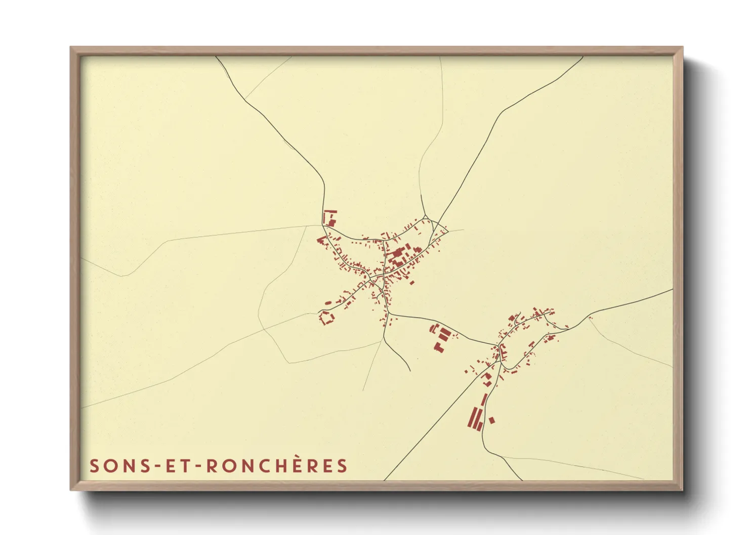 Une affiche de carte sur Sons-et-Ronchères