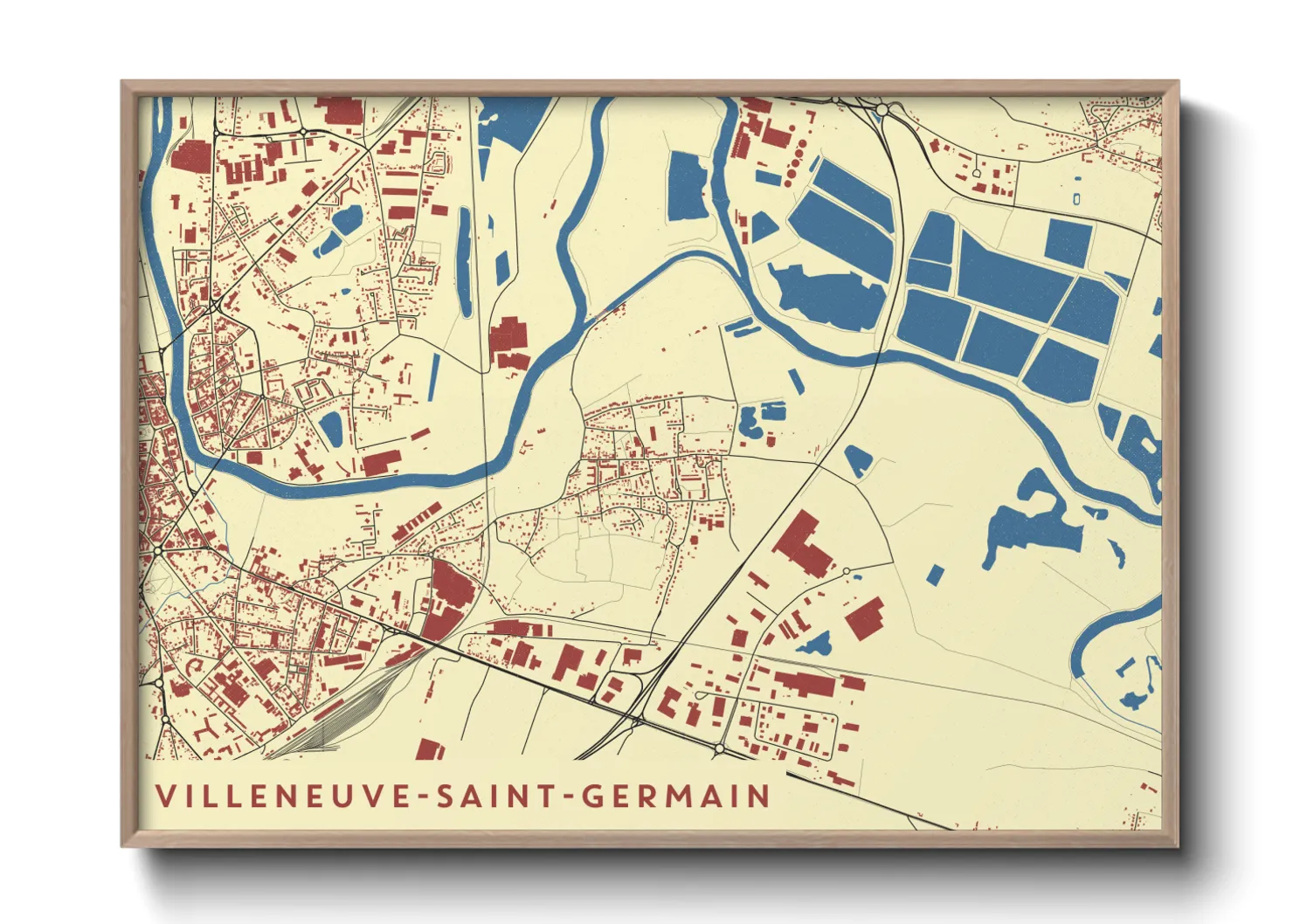 Une affiche de carte sur Villeneuve-Saint-Germain