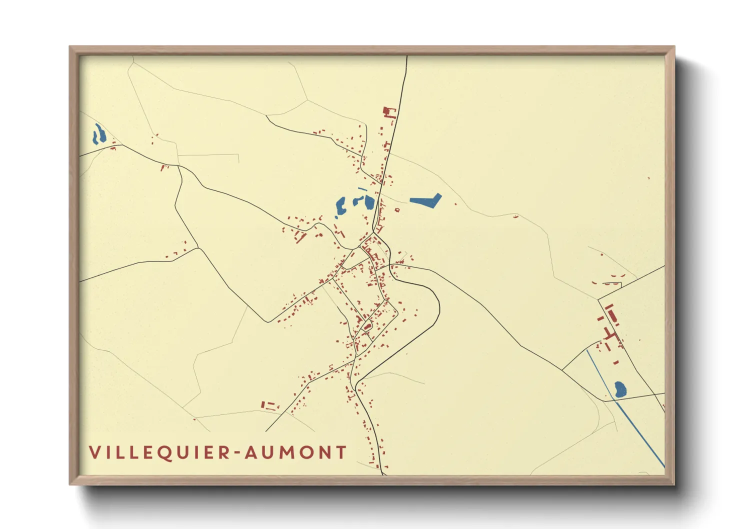 Une affiche de carte sur Villequier-Aumont