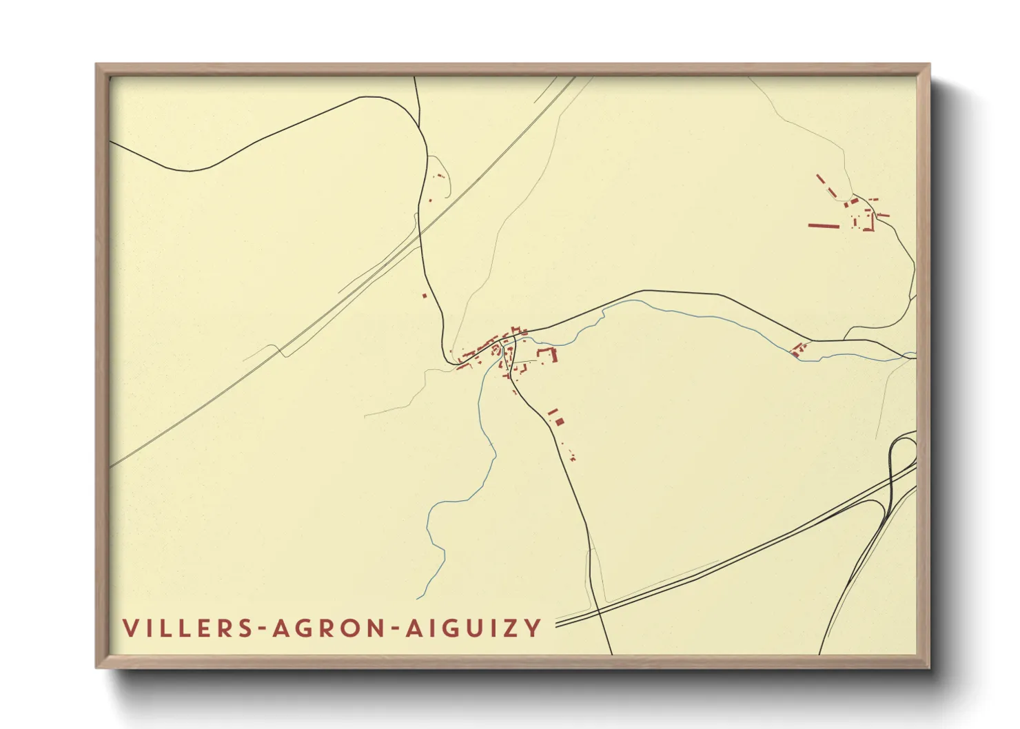 Une affiche de carte sur Villers-Agron-Aiguizy