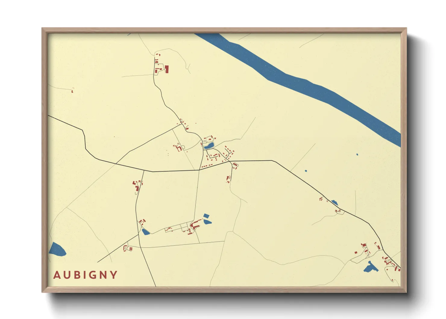 Une affiche de carte sur Aubigny