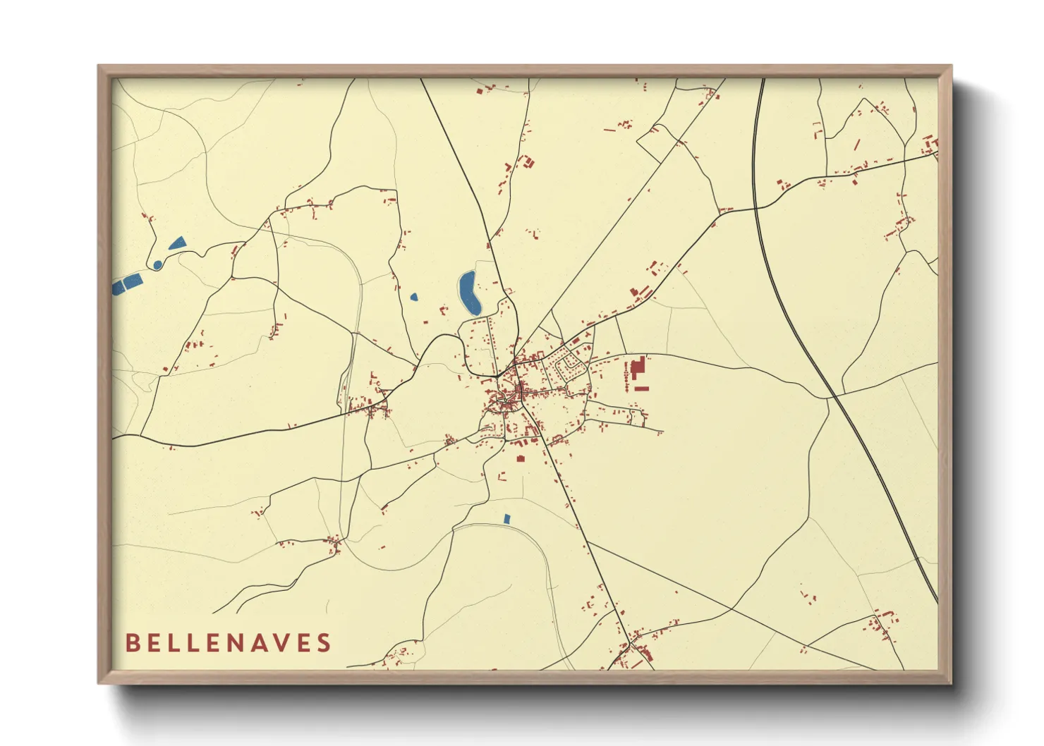 Une affiche de carte sur Bellenaves