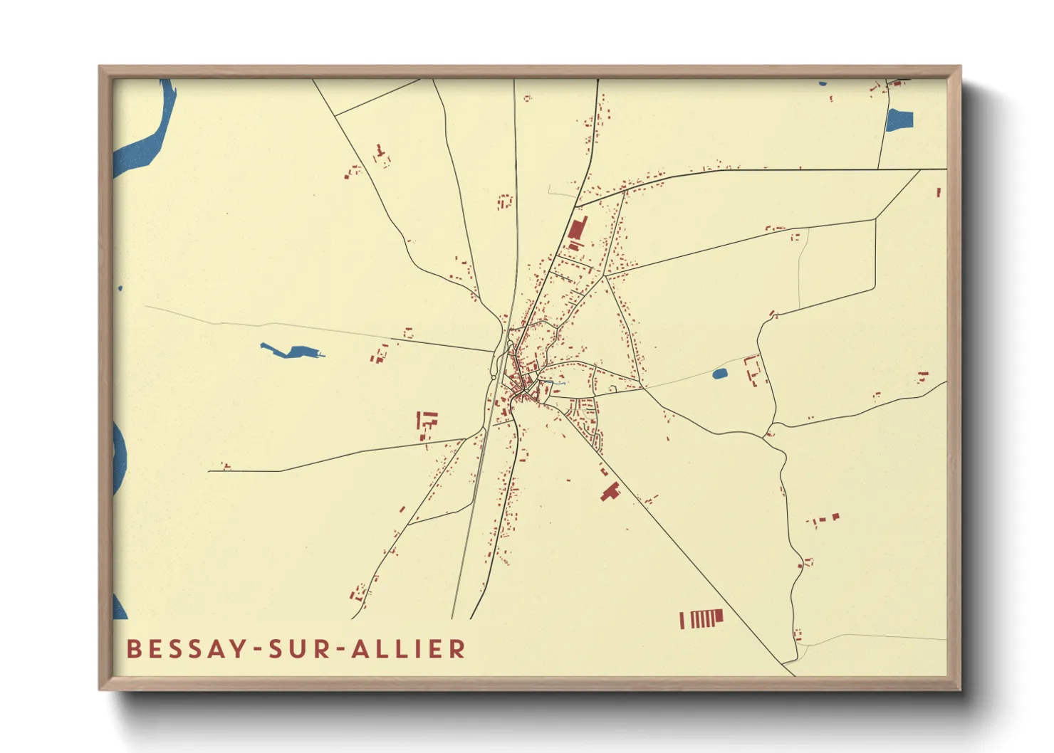 Une affiche de carte sur Bessay-sur-Allier