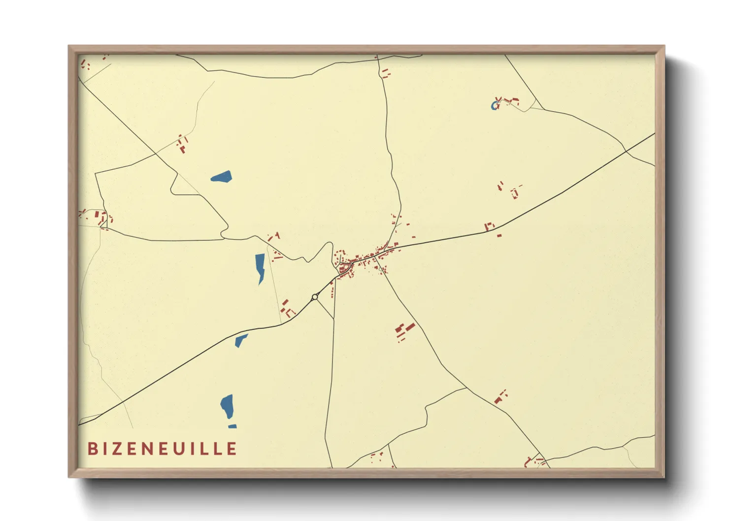 Une affiche de carte sur Bizeneuille
