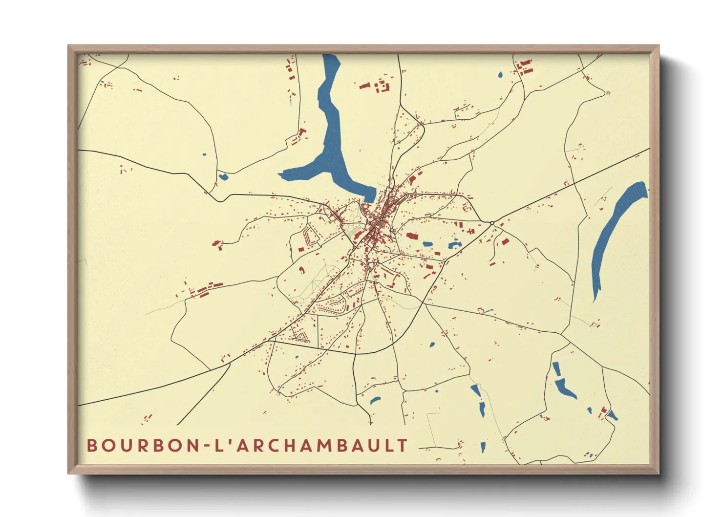 Une affiche de carte sur Bourbon-l'Archambault
