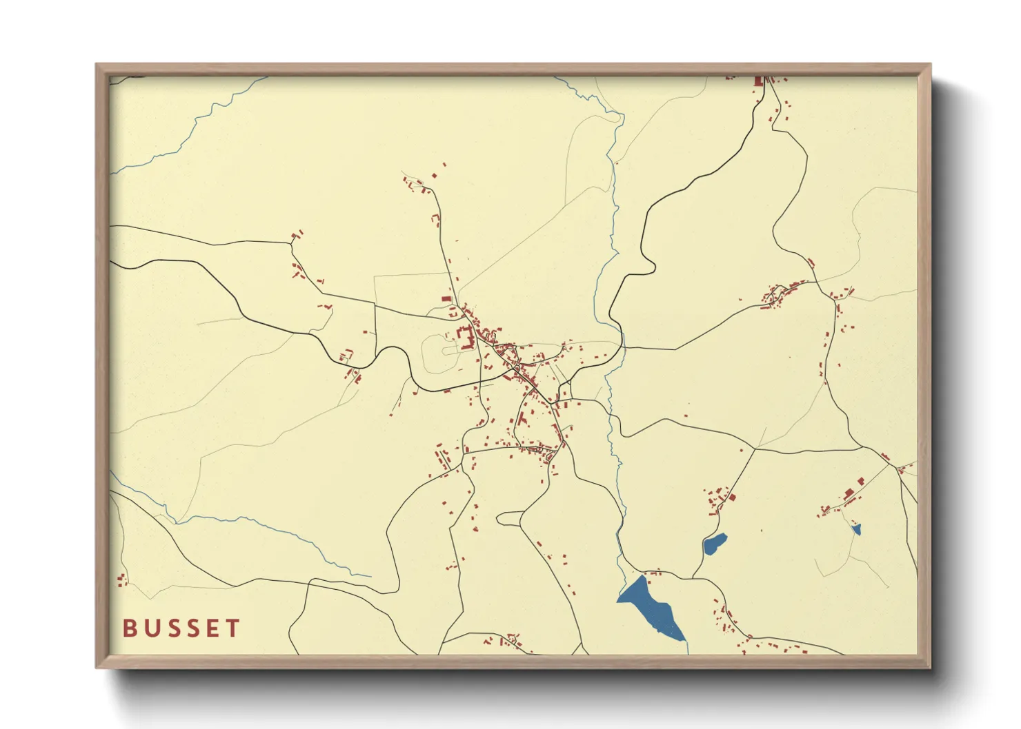 Une affiche de carte sur Busset
