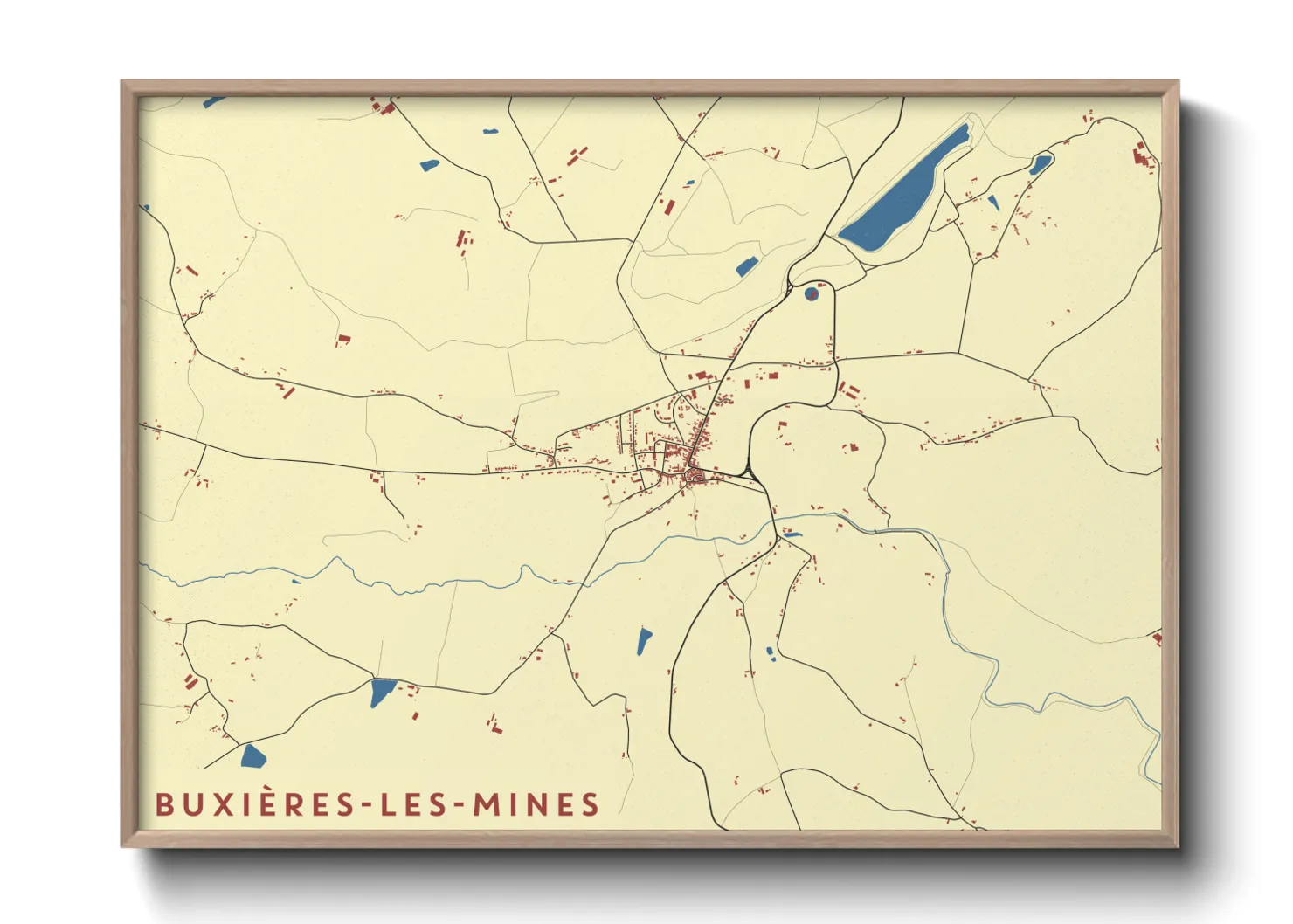 Une affiche de carte sur Buxières-les-Mines