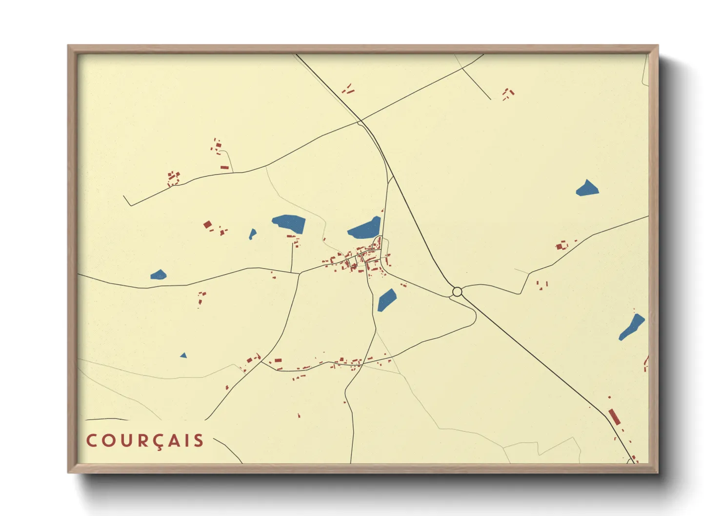 Une affiche de carte sur Courçais