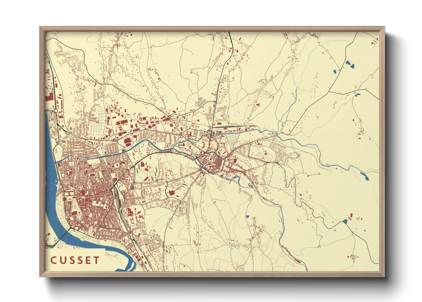 Une affiche de carte sur Cusset