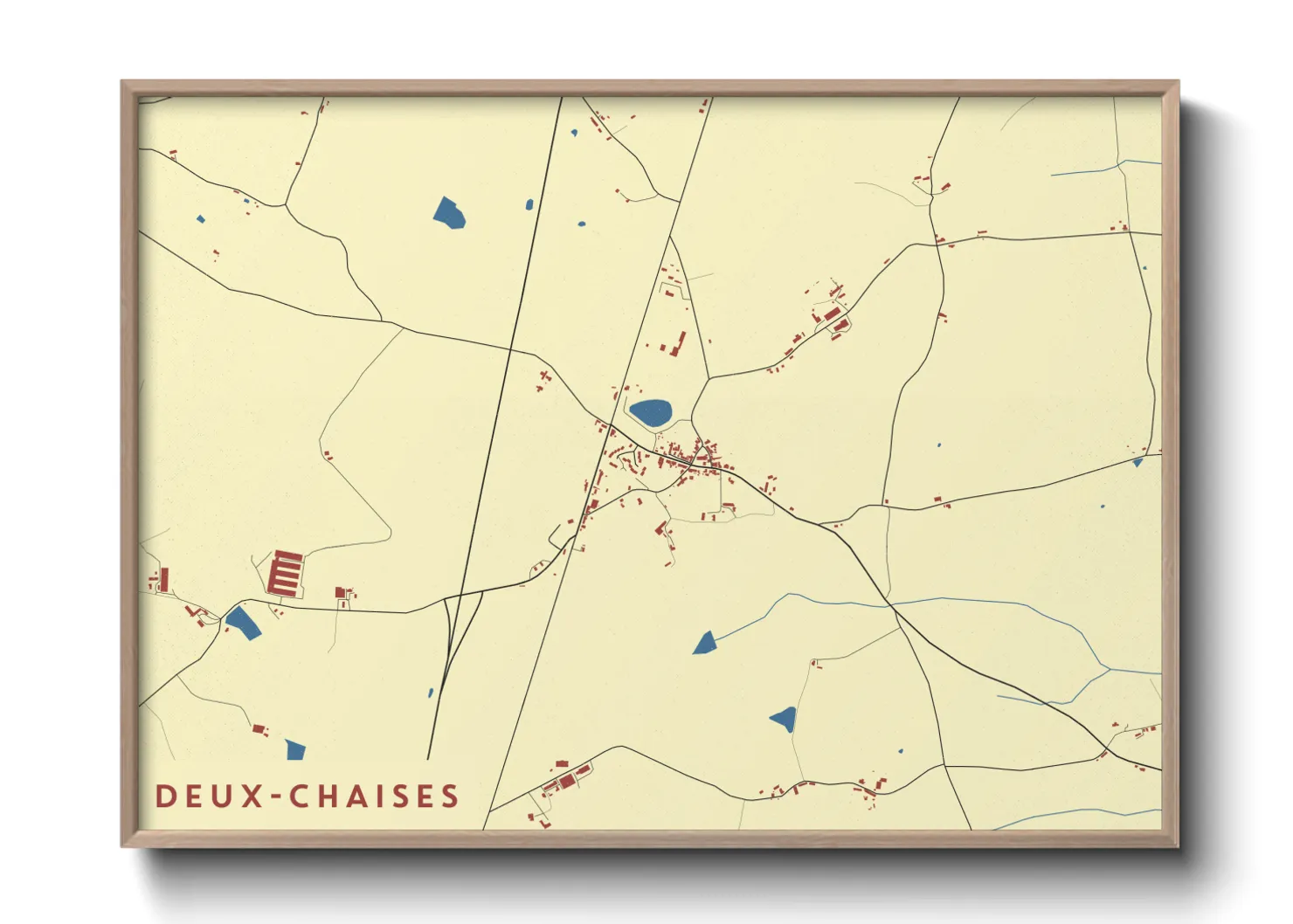 Une affiche de carte sur Deux-Chaises