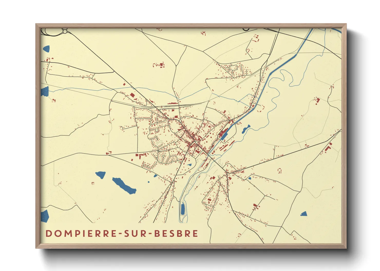 Une affiche de carte sur Dompierre-sur-Besbre