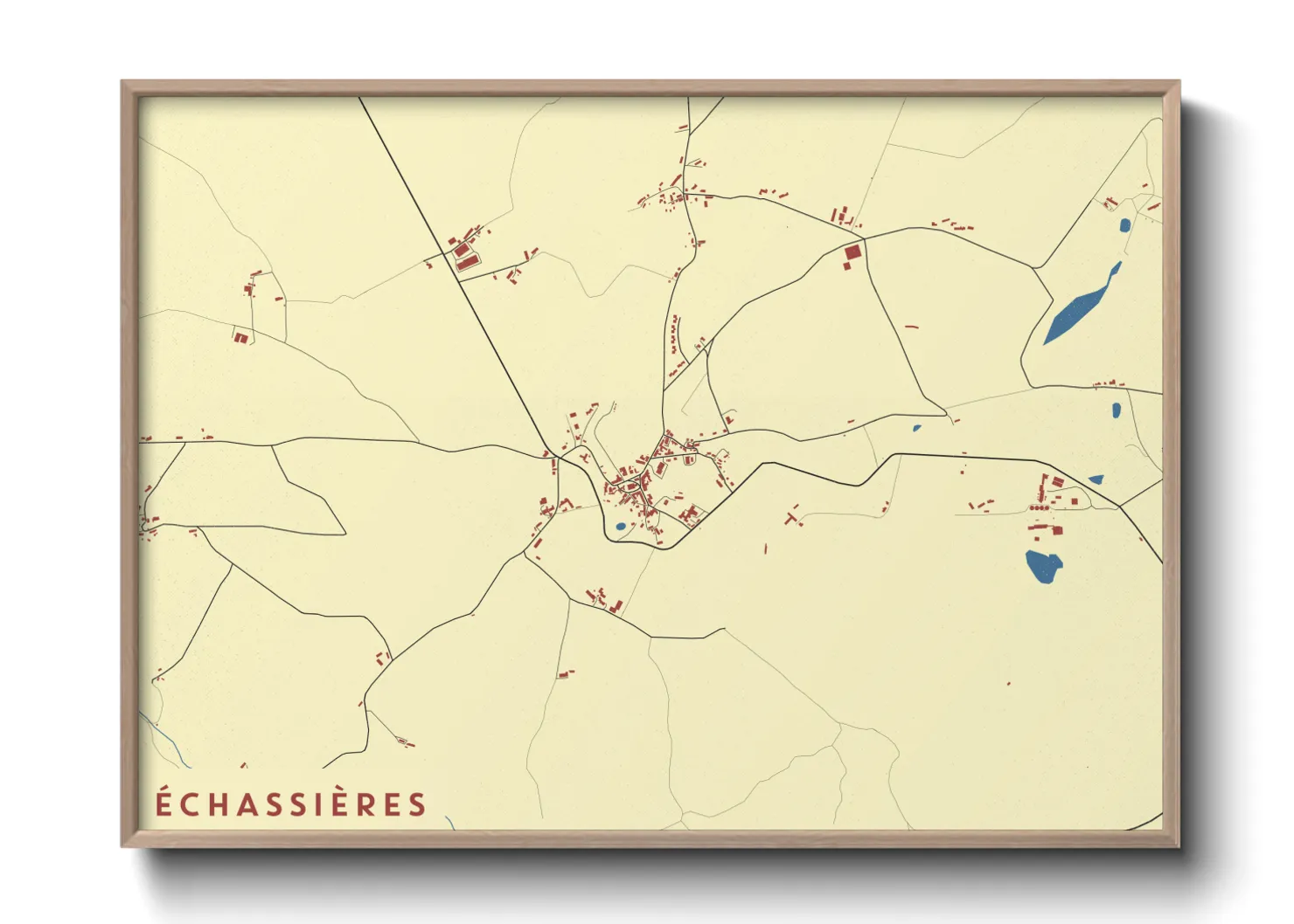 Une affiche de carte sur Échassières