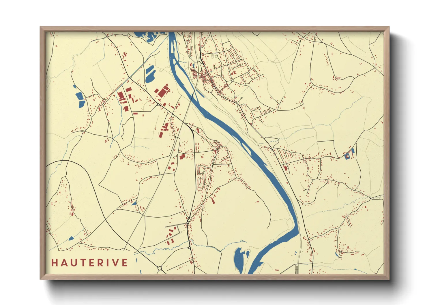 Une affiche de carte sur Hauterive