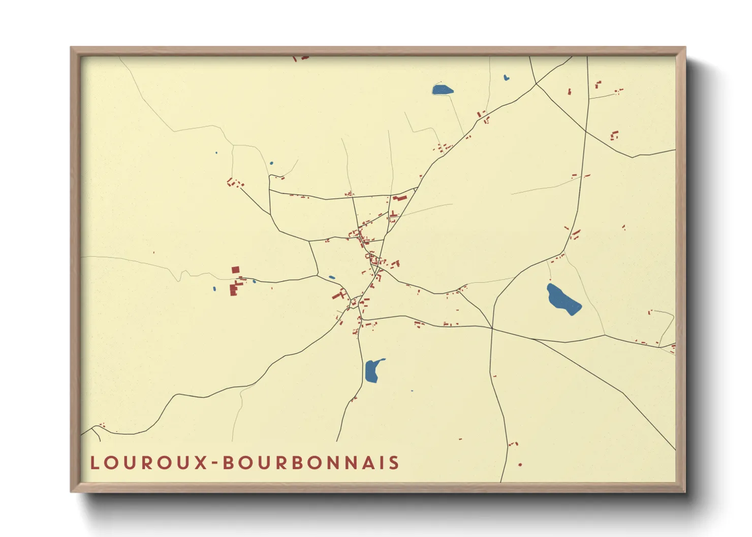 Une affiche de carte sur Louroux-Bourbonnais