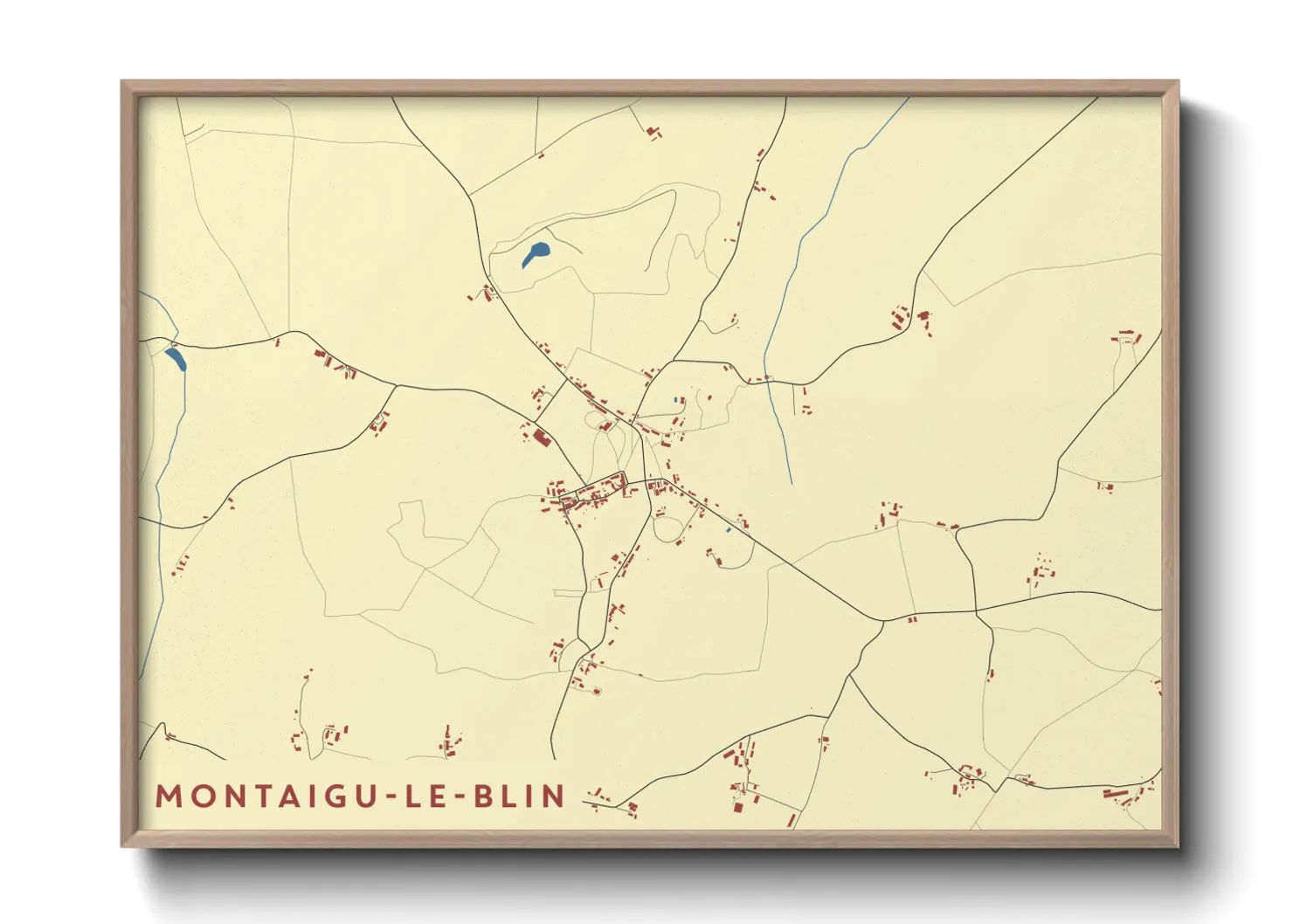 Une affiche de carte sur Montaigu-le-Blin