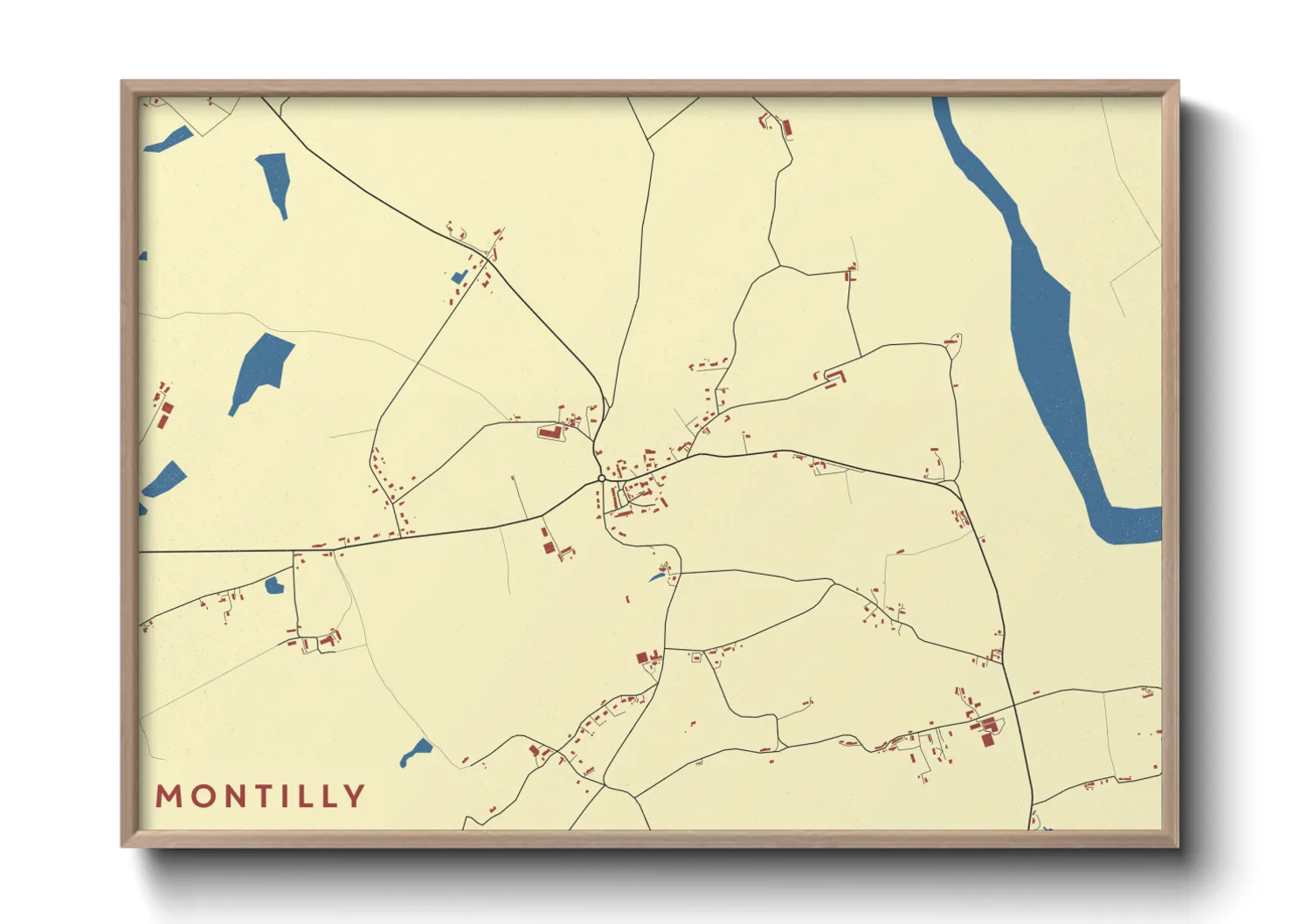 Une affiche de carte sur Montilly