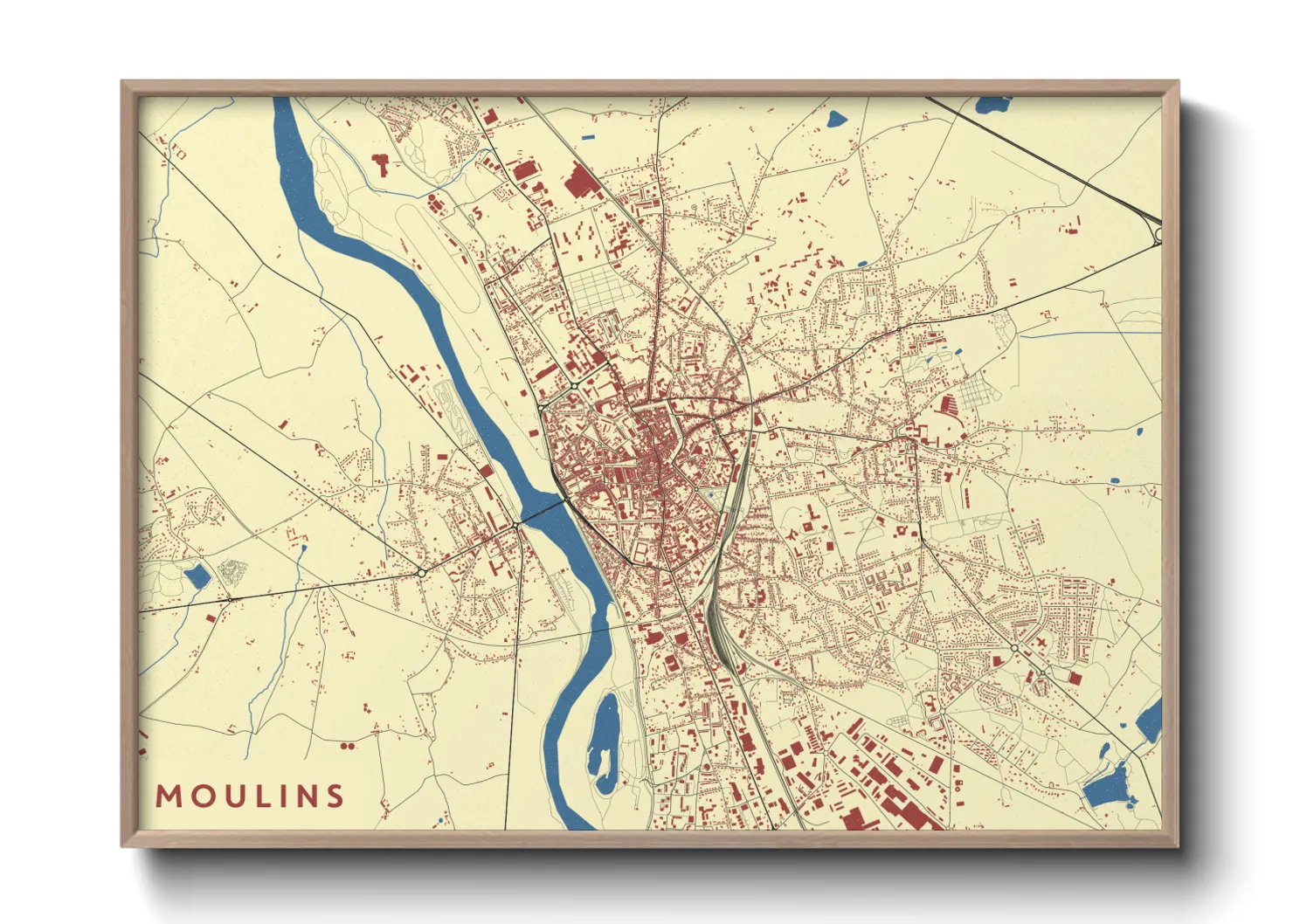 Une affiche de carte sur Moulins