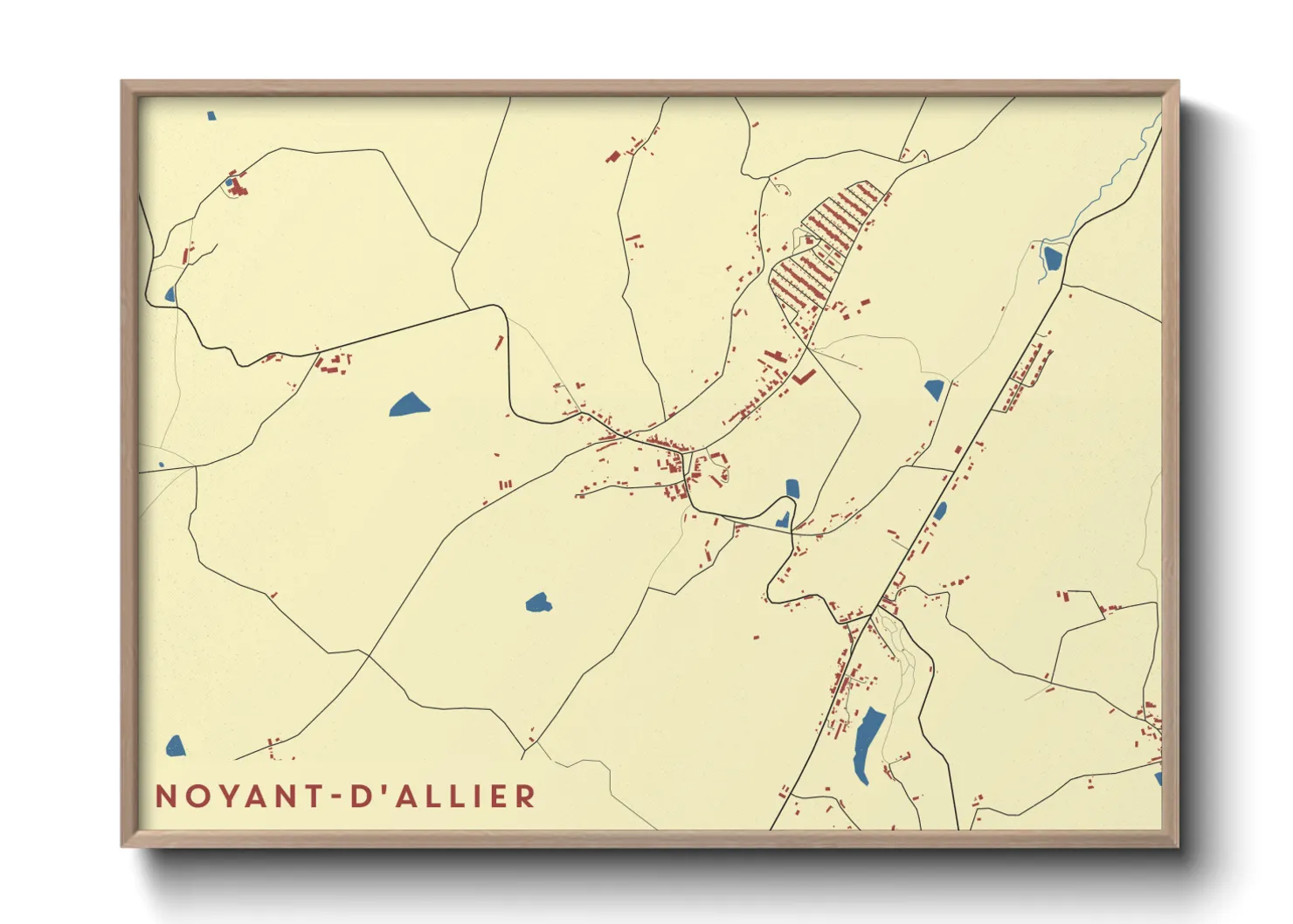 Une affiche de carte sur Noyant-d'Allier