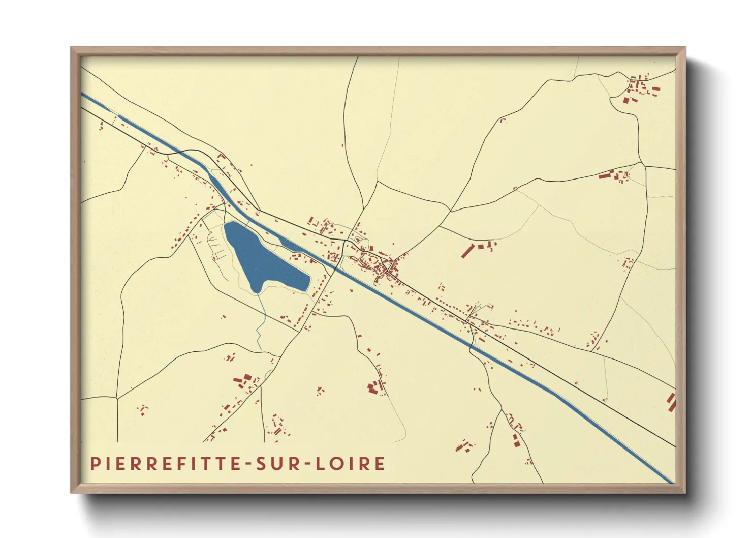 Une affiche de carte sur Pierrefitte-sur-Loire