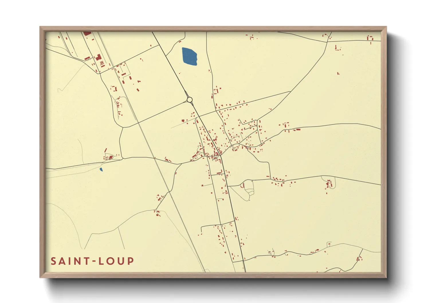 Une affiche de carte sur Saint-Loup