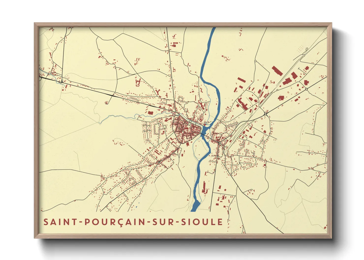 Une affiche de carte sur Saint-Pourçain-sur-Sioule