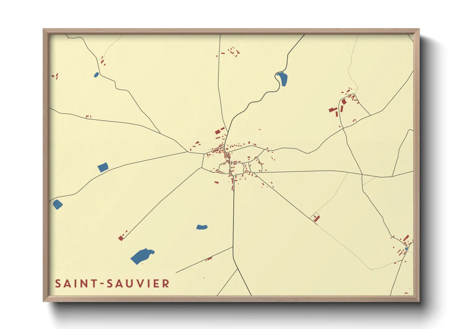 Une affiche de carte sur Saint-Sauvier