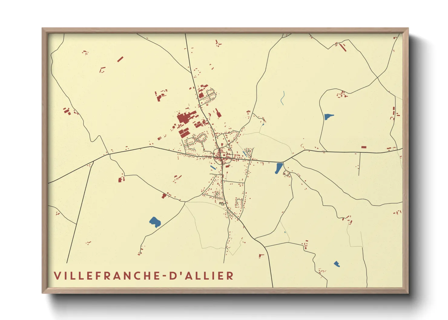 Une affiche de carte sur Villefranche-d'Allier