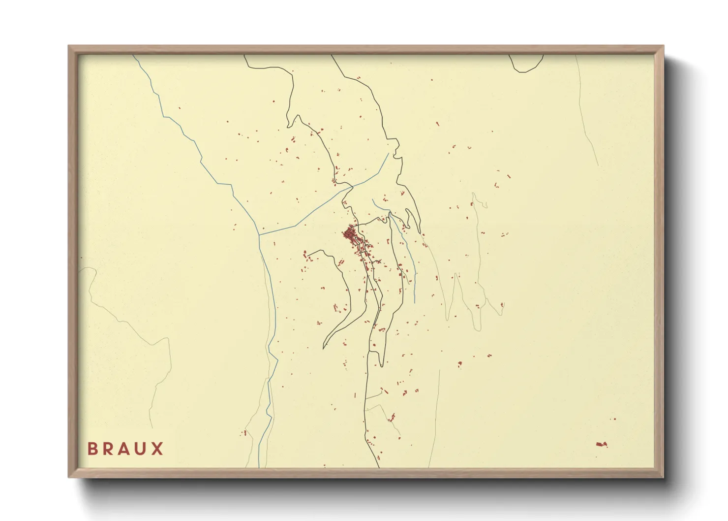 Une affiche de carte sur Braux
