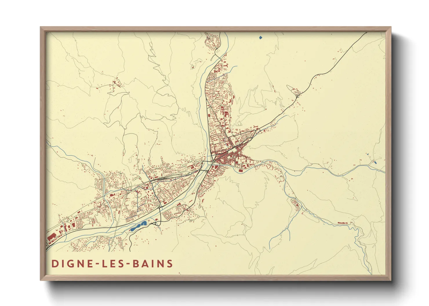 Une affiche de carte sur Digne-les-Bains