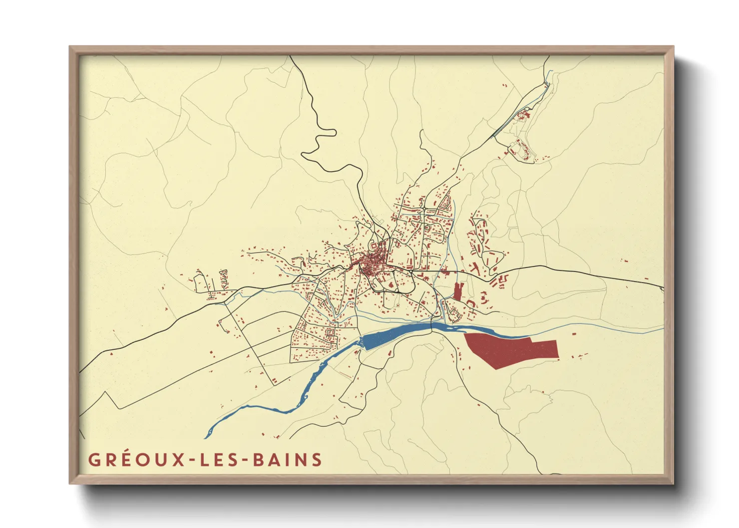 Une affiche de carte sur Gréoux-les-Bains