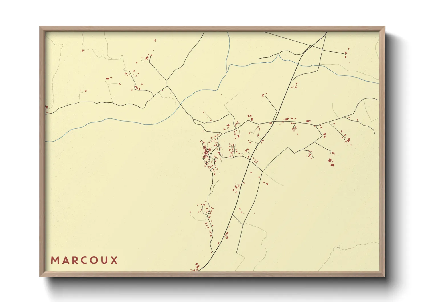 Une affiche de carte sur Marcoux