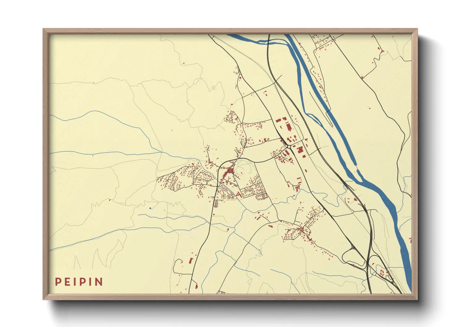 Une affiche de carte sur Peipin