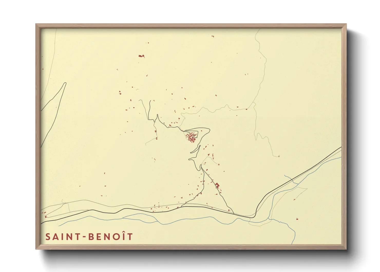 Une affiche de carte sur Saint-Benoît