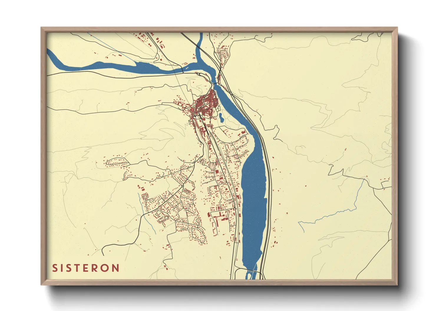 Une affiche de carte sur Sisteron