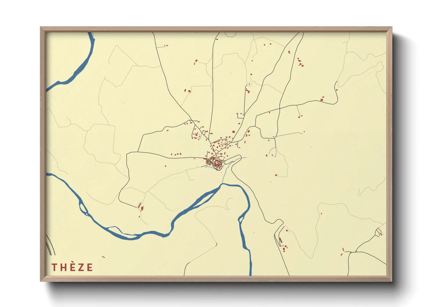 Une affiche de carte sur Thèze