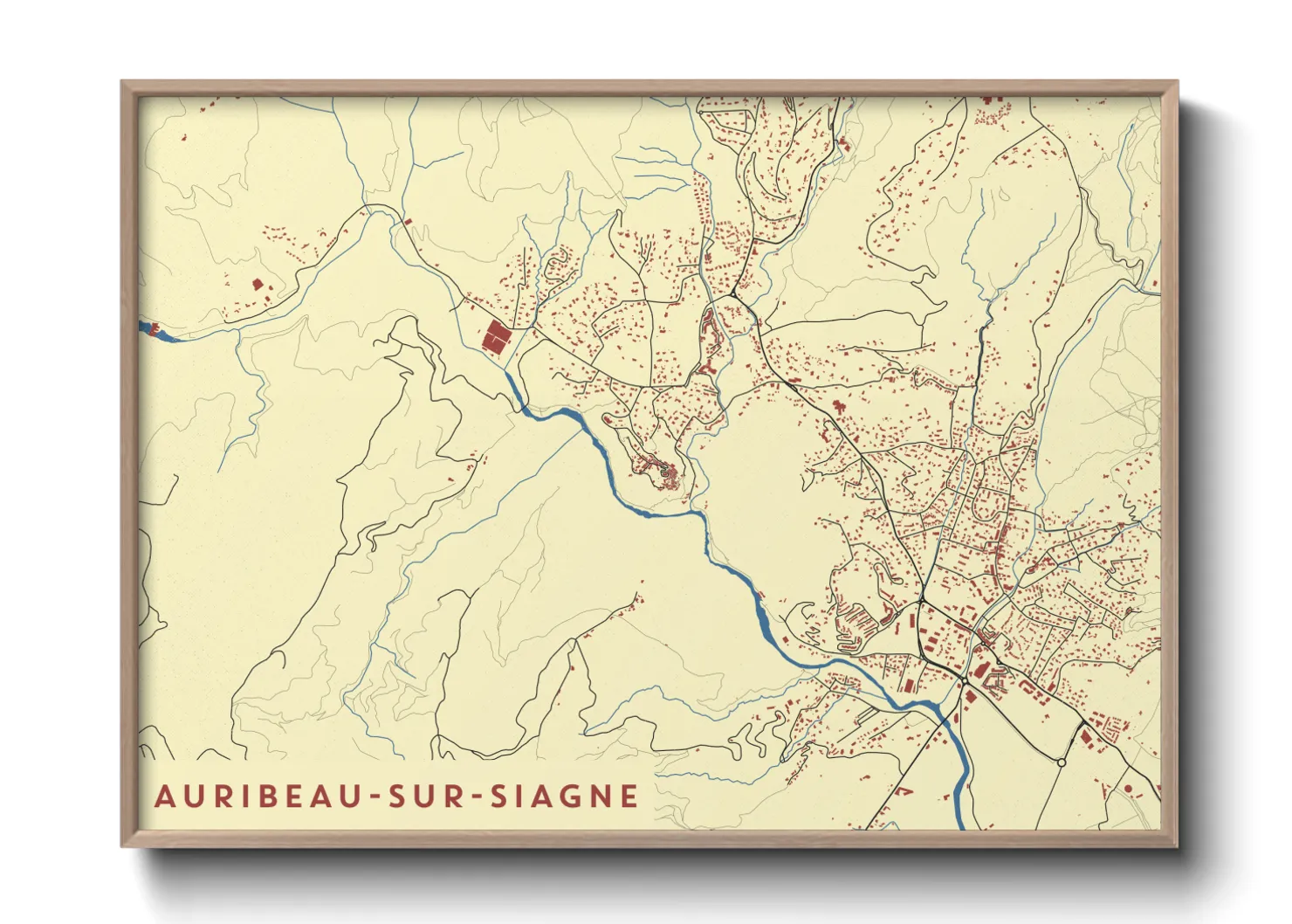 Une affiche de carte sur Auribeau-sur-Siagne