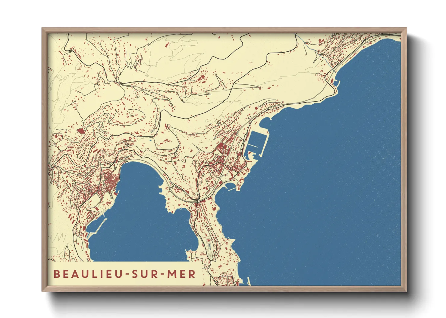 Une affiche de carte sur Beaulieu-sur-Mer