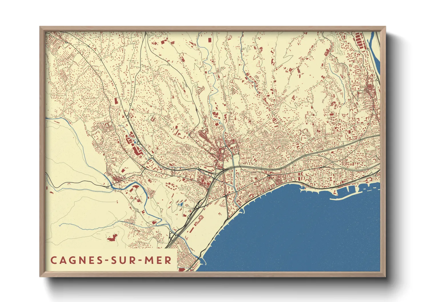 Une affiche de carte sur Cagnes-sur-Mer