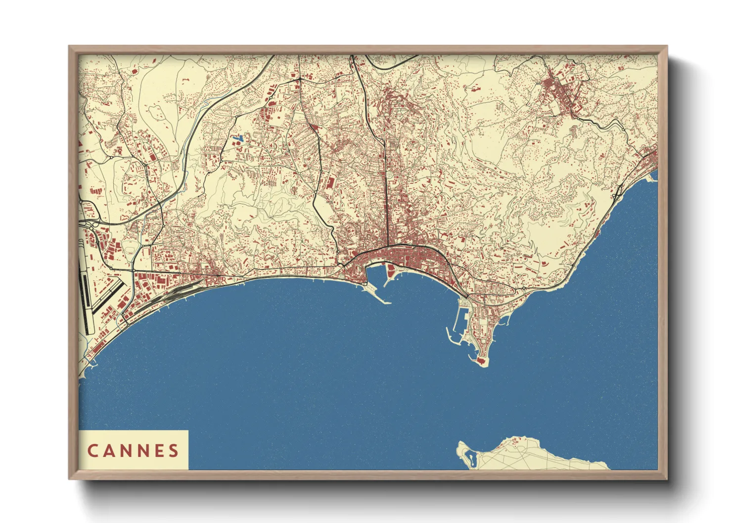Une affiche de carte sur Cannes
